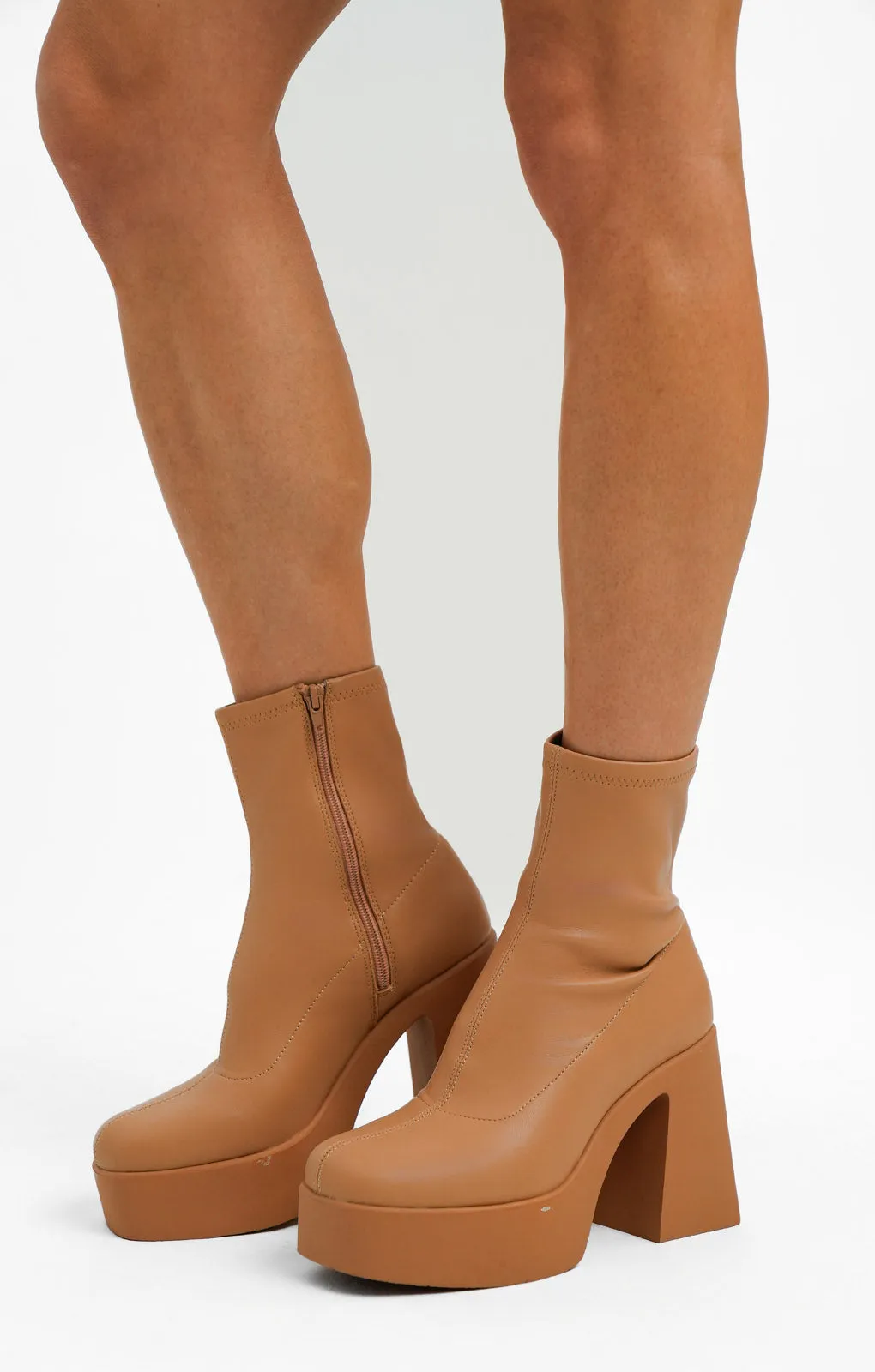 ALDO Grandstep Chunky Platform Sock Boots In Beige