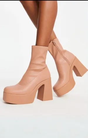 ALDO Grandstep Chunky Platform Sock Boots In Beige