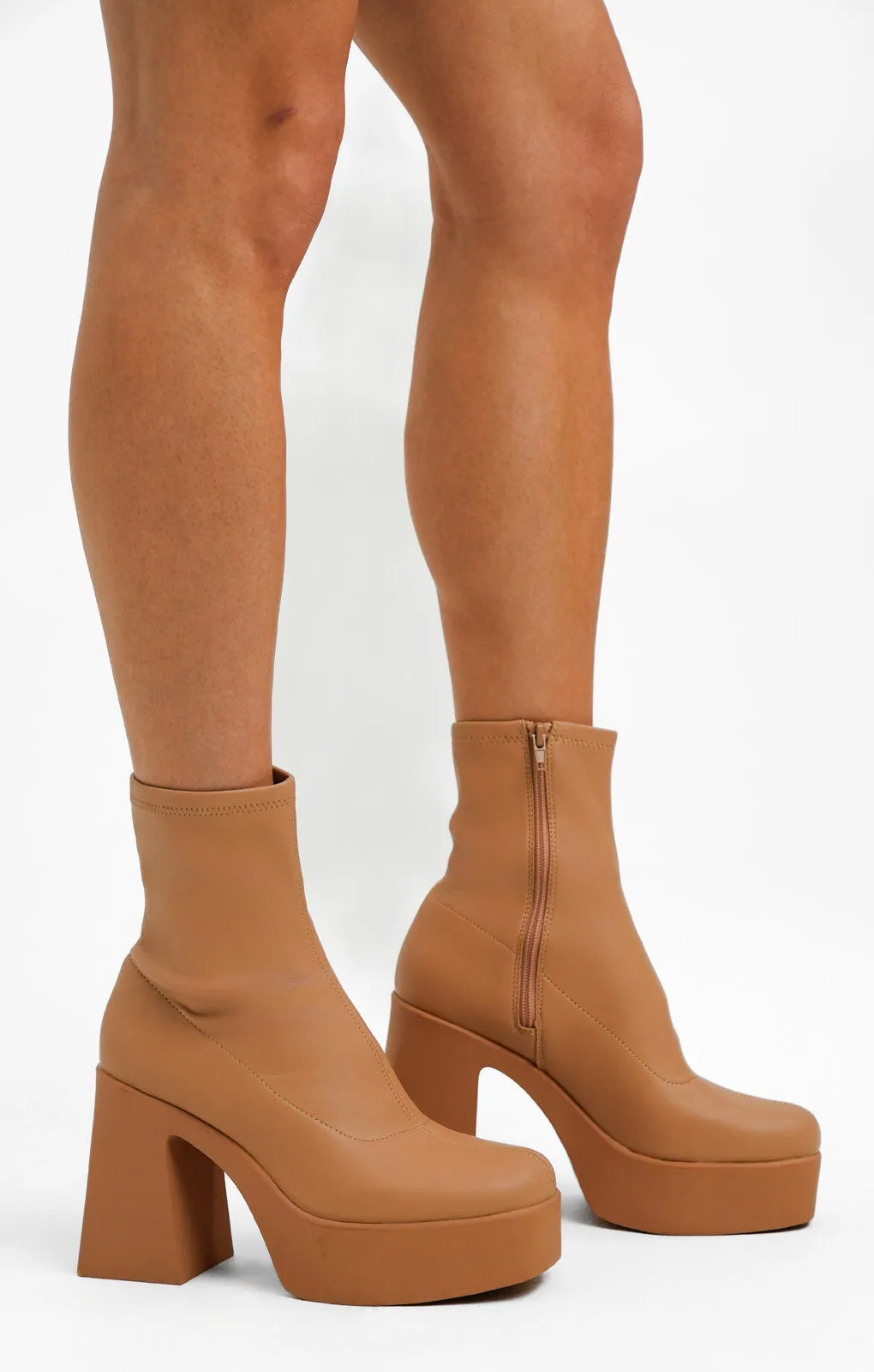 ALDO Grandstep Chunky Platform Sock Boots In Beige