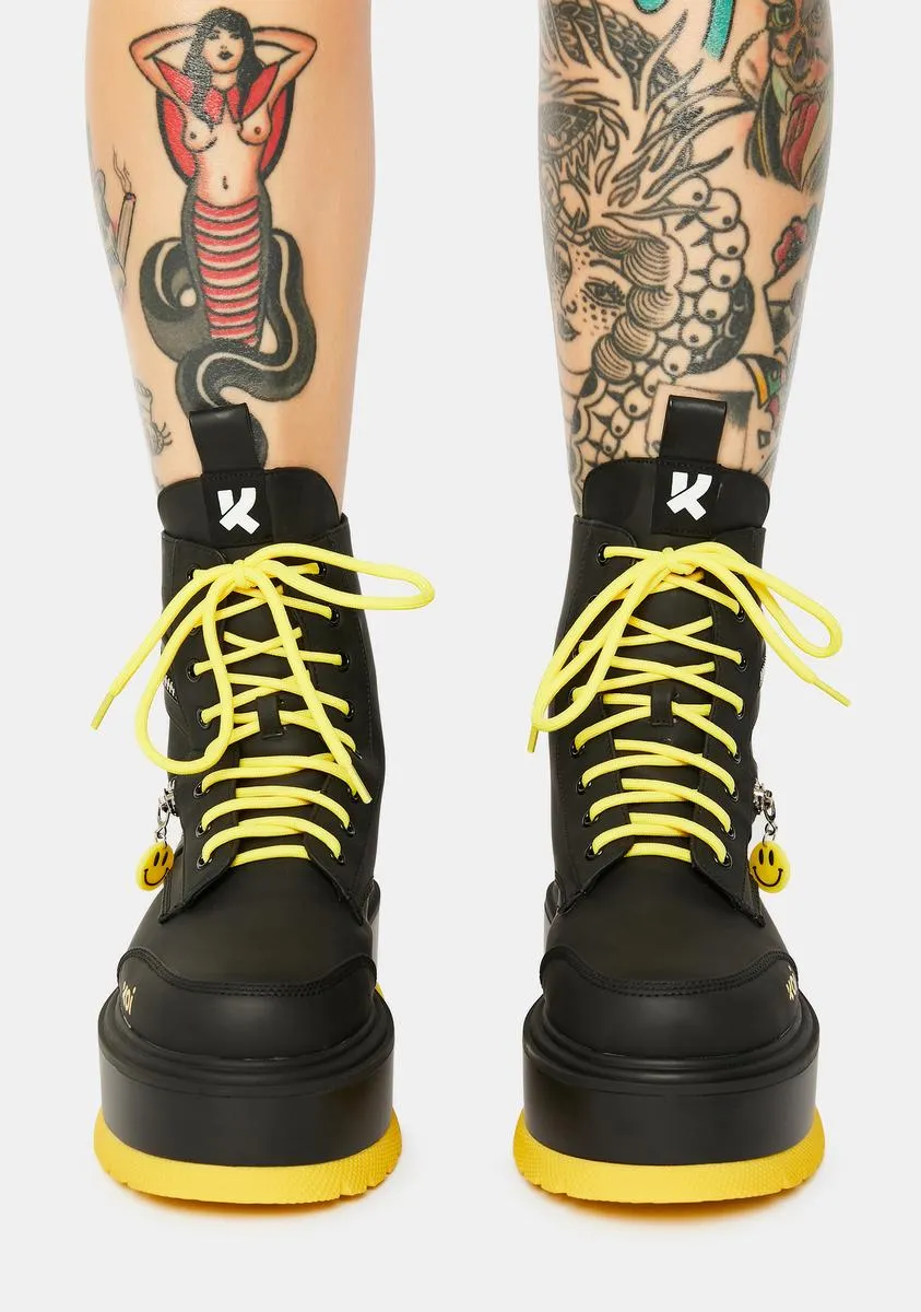 Bassiani Smiley Face Platform Boots