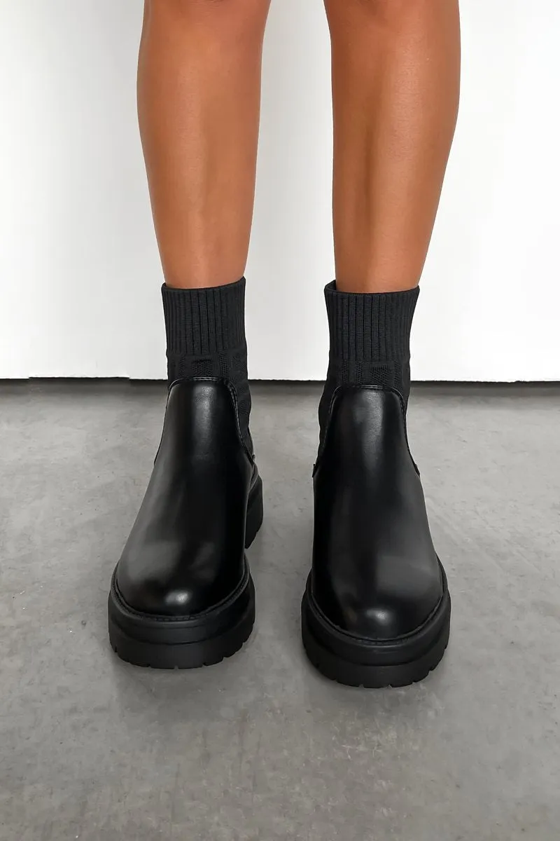BEX Chunky Sock Fit Ankle Boots - Black