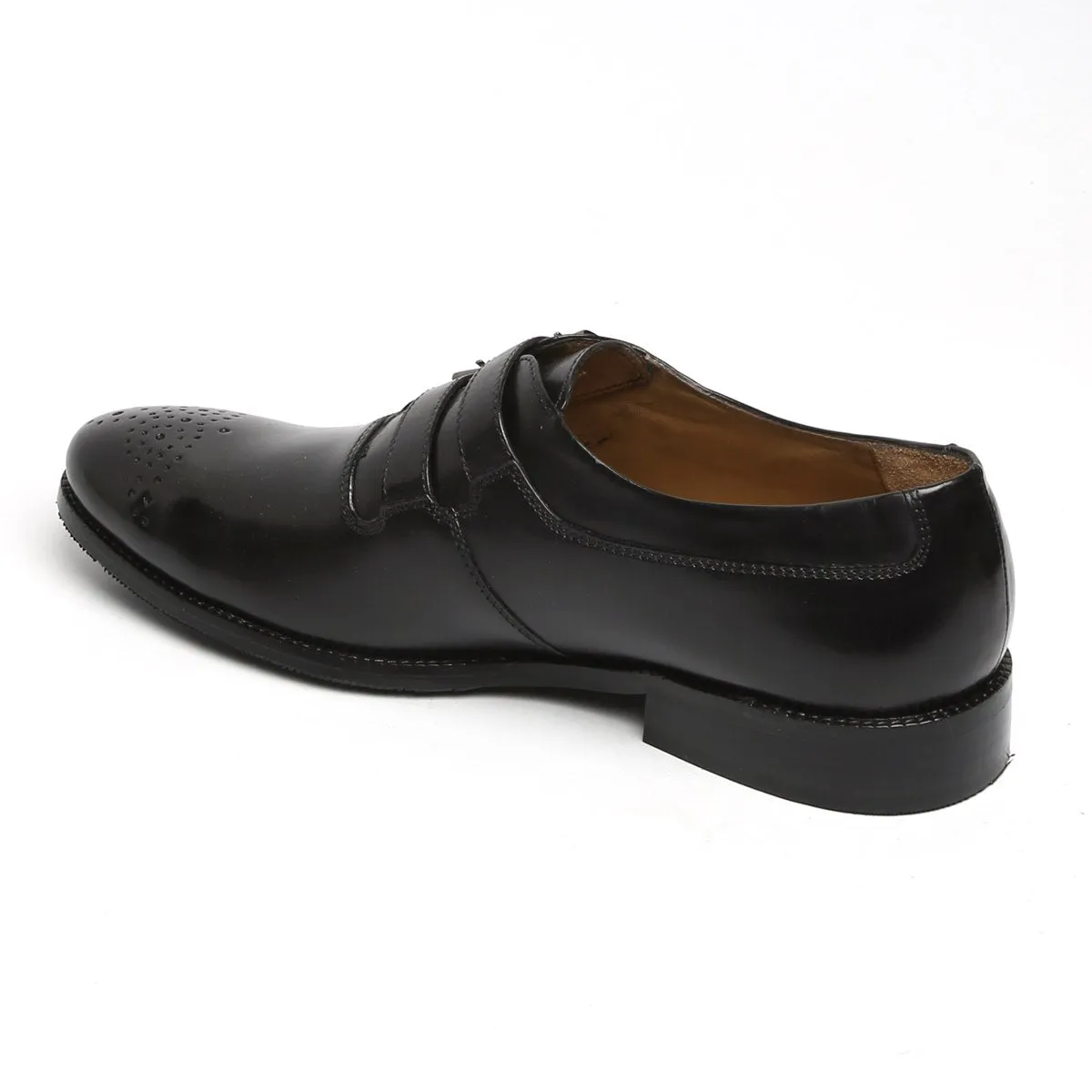 BLACK PARALLEL DOUBLE MONK STRAPS LEATHER FORMAL SHOES BY BRUNE & BARESKIN