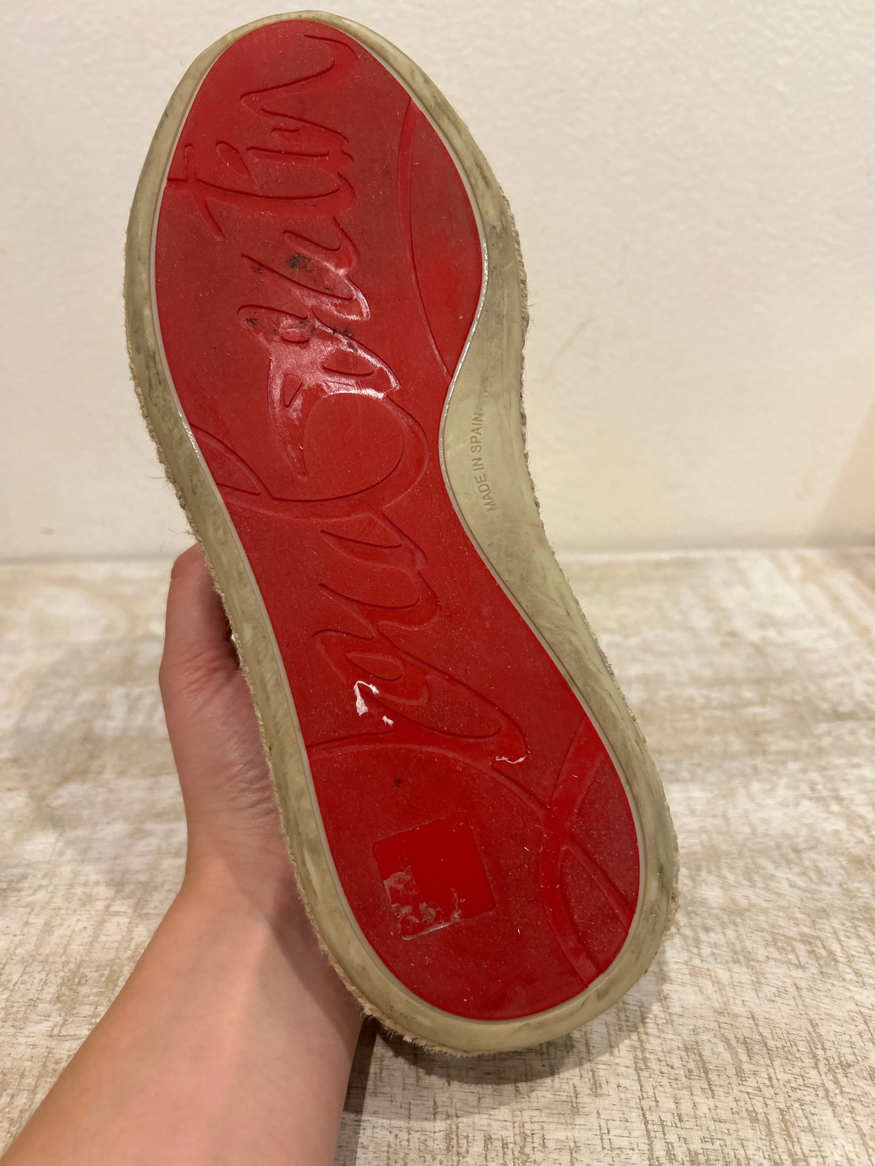 Christian Louboutin Shoes, Navy Canvas Studded Espadrilles (size 38)