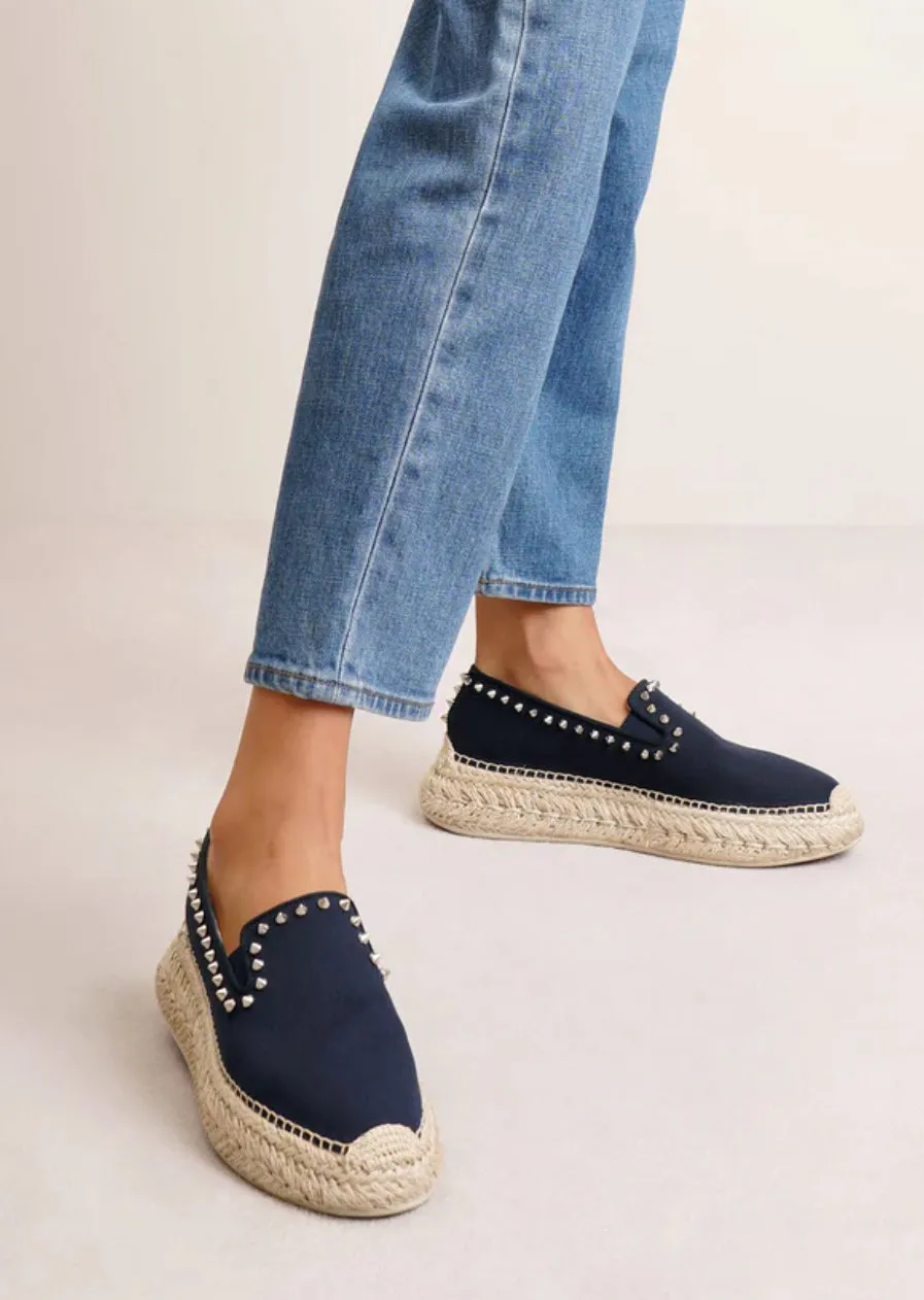 Christian Louboutin Shoes, Navy Canvas Studded Espadrilles (size 38)