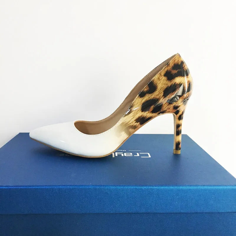 Craylorvans Top Quality Leopard Gradual Change Color Women Pumps Pointed Toe Thin High Heels 2018 New Fashion Luxury Women Shoes