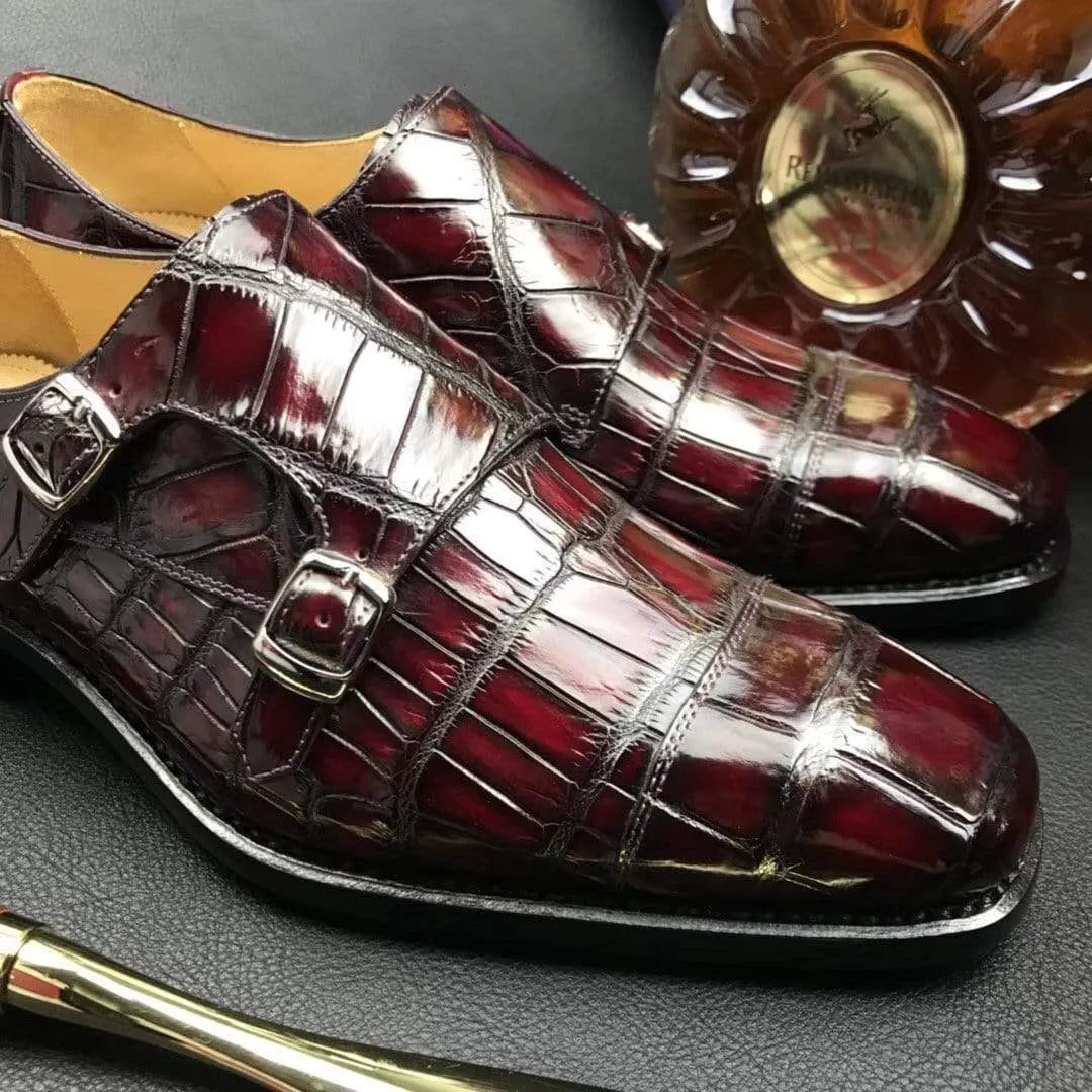 Crocodile Shoes Crocodile  Double Monk Shoes