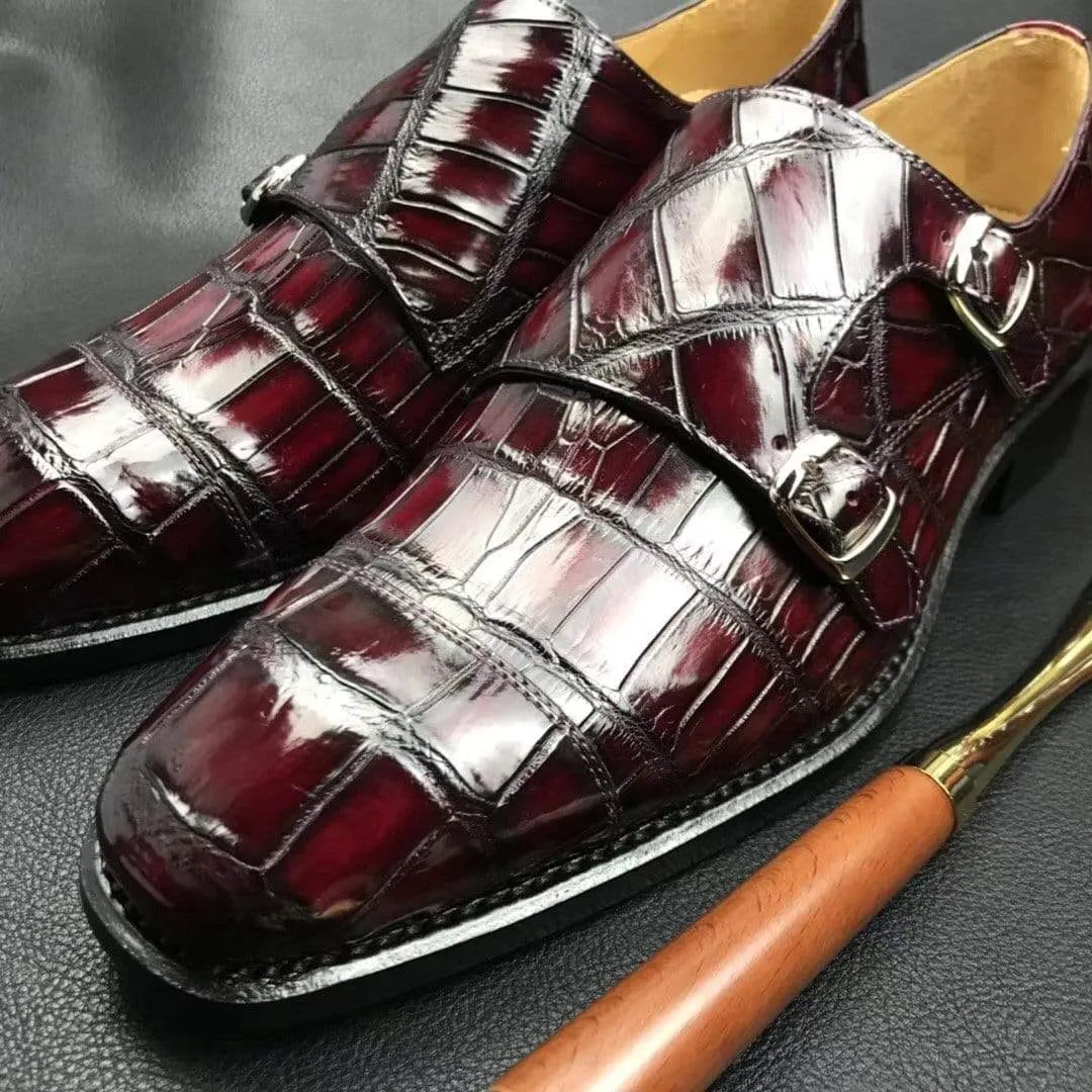 Crocodile Shoes Crocodile  Double Monk Shoes
