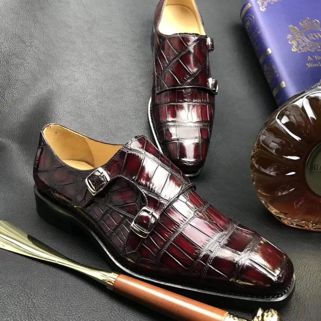 Crocodile Shoes Crocodile  Double Monk Shoes