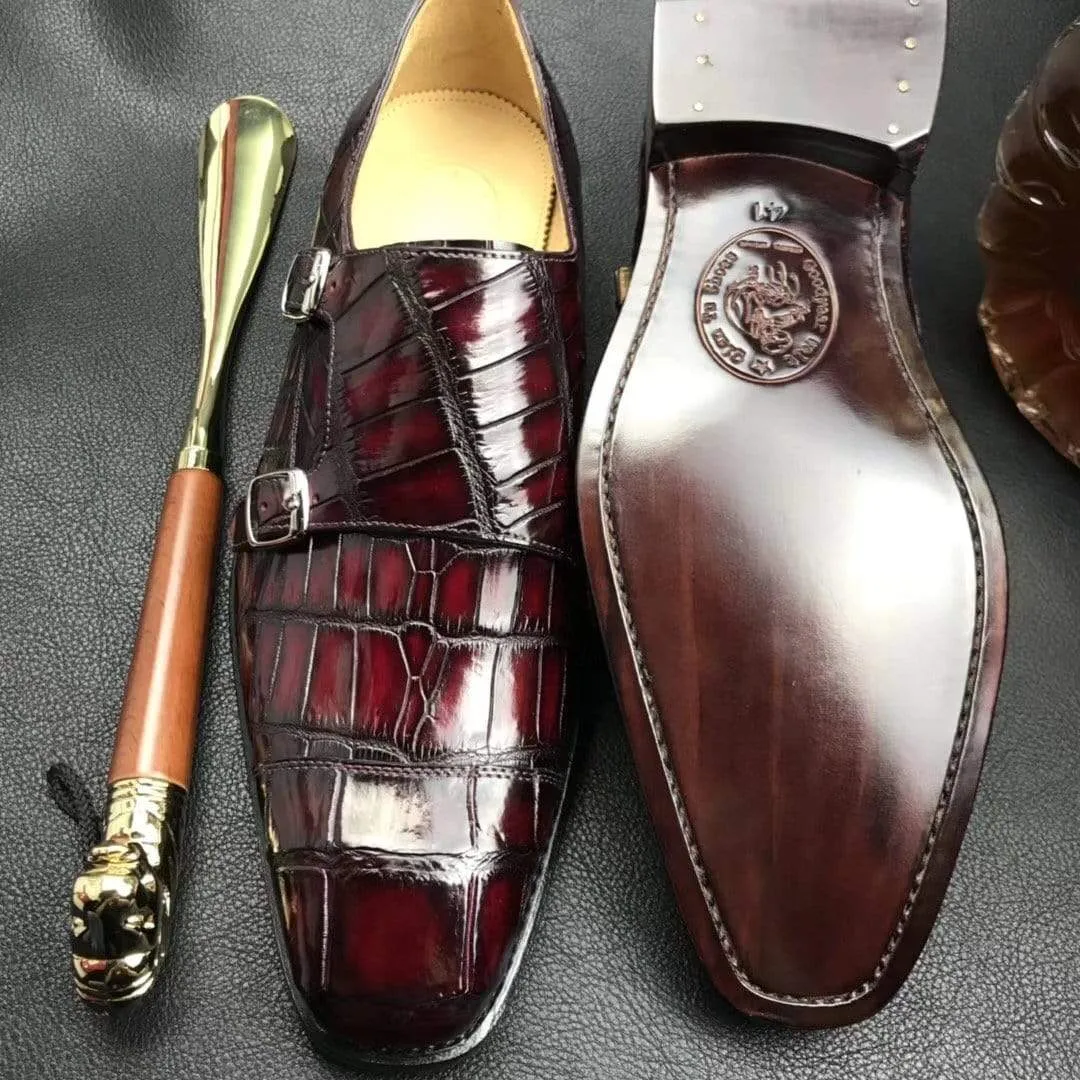 Crocodile Shoes Crocodile  Double Monk Shoes