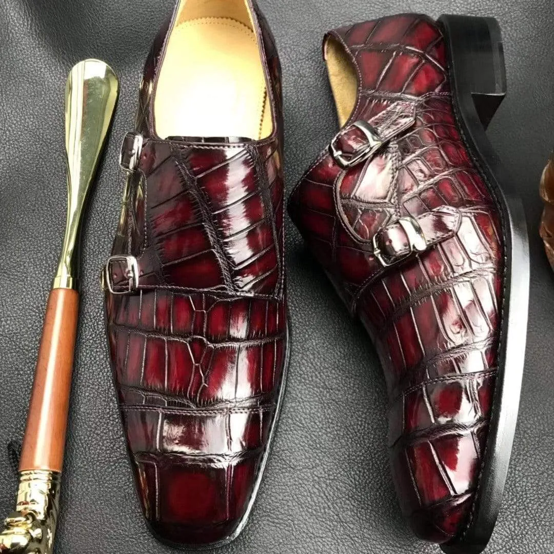Crocodile Shoes Crocodile  Double Monk Shoes