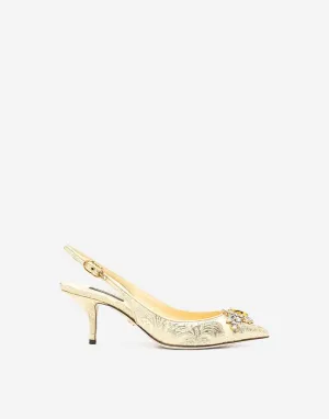 Jacquard Embellished Slingback Pumps