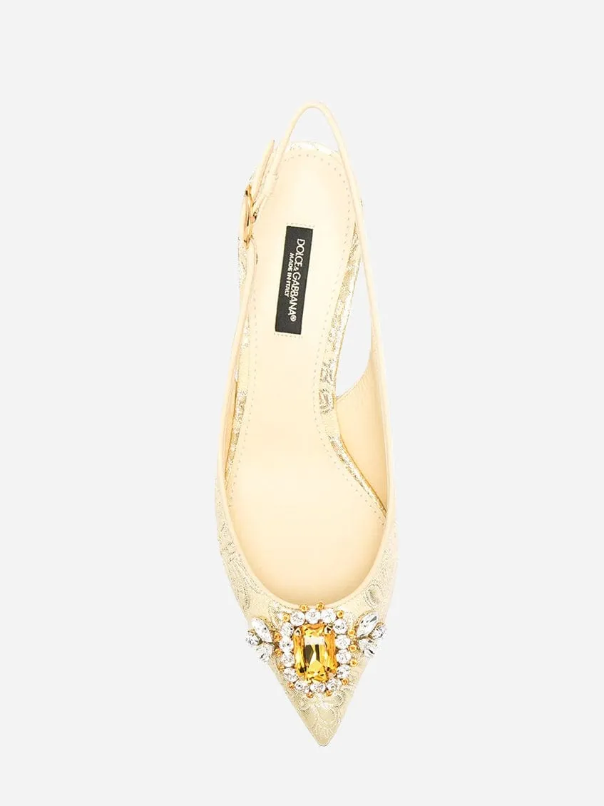 Jacquard Embellished Slingback Pumps