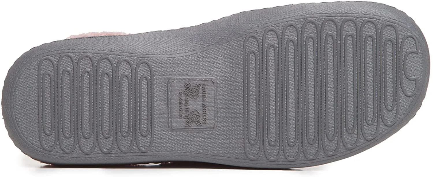 Laura Ashley Women's Spa Slip-On Rugged Scuff Slippers | Non-Slip House Slippers with Cushioned Insole for Ladies