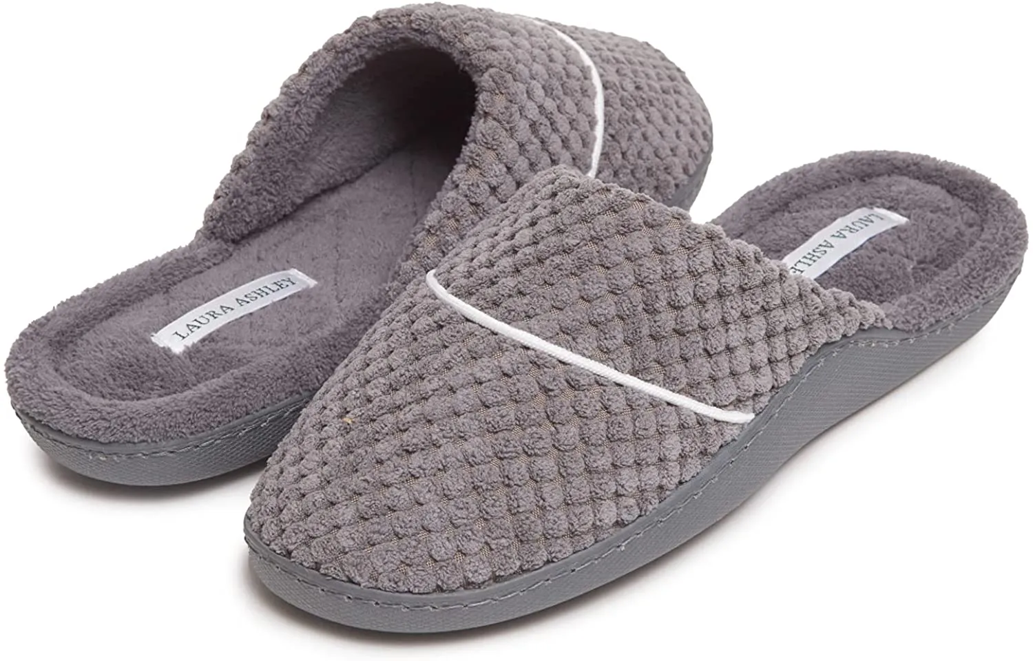 Laura Ashley Women's Spa Slip-On Rugged Scuff Slippers | Non-Slip House Slippers with Cushioned Insole for Ladies