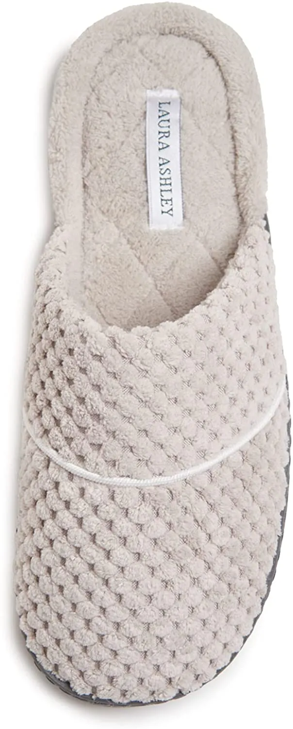 Laura Ashley Women's Spa Slip-On Rugged Scuff Slippers | Non-Slip House Slippers with Cushioned Insole for Ladies
