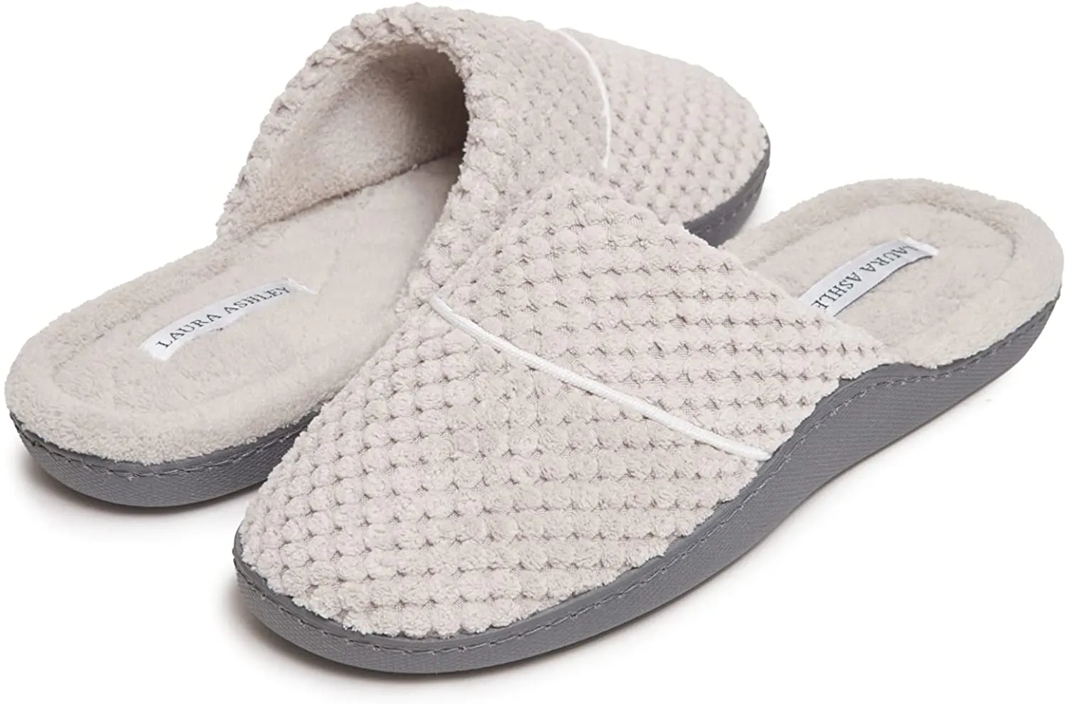 Laura Ashley Women's Spa Slip-On Rugged Scuff Slippers | Non-Slip House Slippers with Cushioned Insole for Ladies