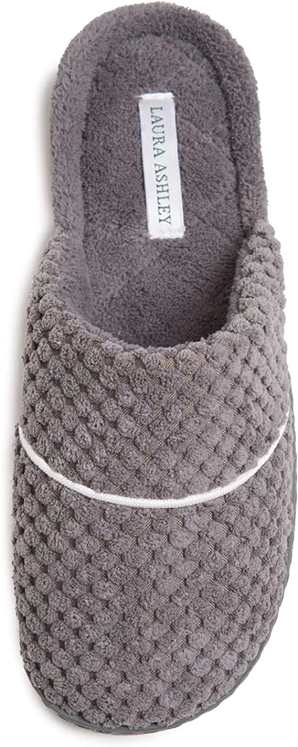 Laura Ashley Women's Spa Slip-On Rugged Scuff Slippers | Non-Slip House Slippers with Cushioned Insole for Ladies