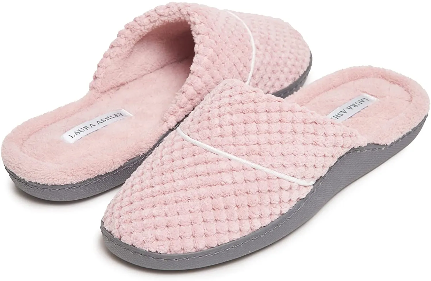 Laura Ashley Women's Spa Slip-On Rugged Scuff Slippers | Non-Slip House Slippers with Cushioned Insole for Ladies