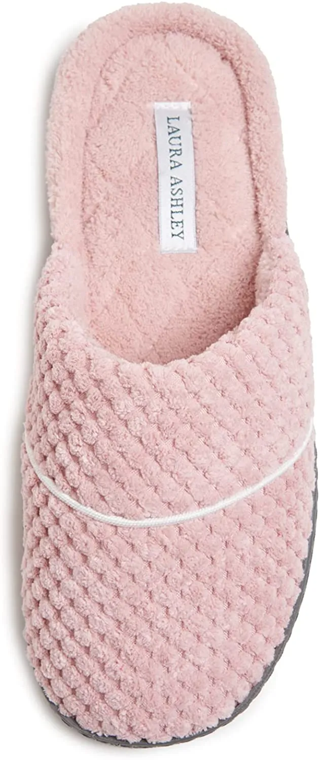 Laura Ashley Women's Spa Slip-On Rugged Scuff Slippers | Non-Slip House Slippers with Cushioned Insole for Ladies