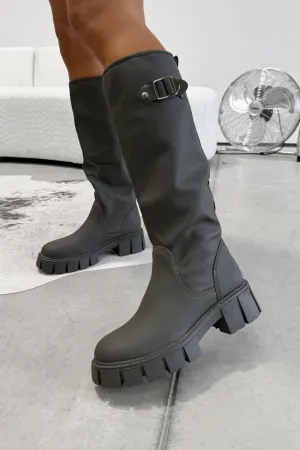 MAYA Chunky Buckle Rain Boots - Khaki