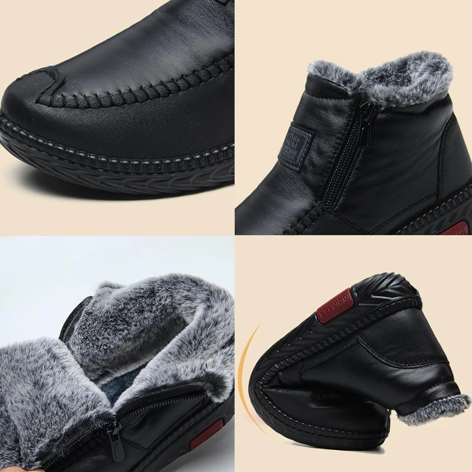 NEW Orthopedic Women Boots arch Support Warm Waterproof Ankle Boots, Black, Sz 8.5