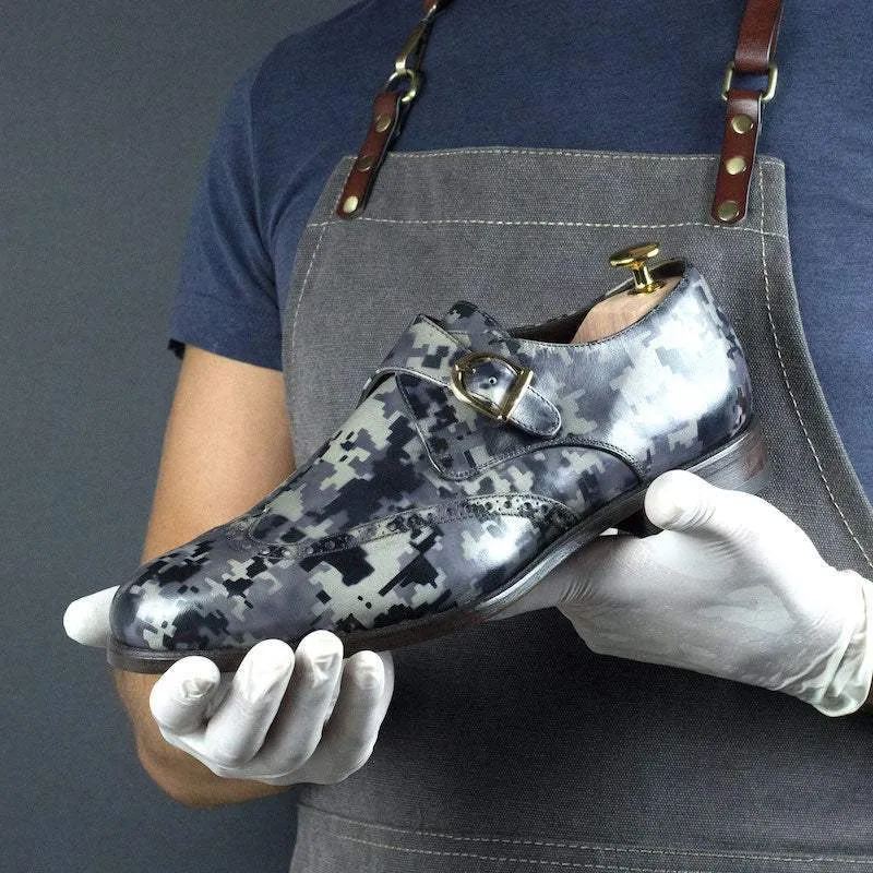 Nordic Camo Patina Single Monk  Goodyear Welt Shoes Limited Edition-Wholesale