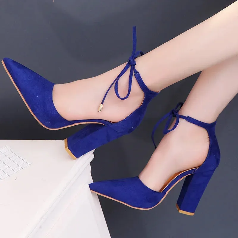 Pointed Toe Ankle Strap Pumps