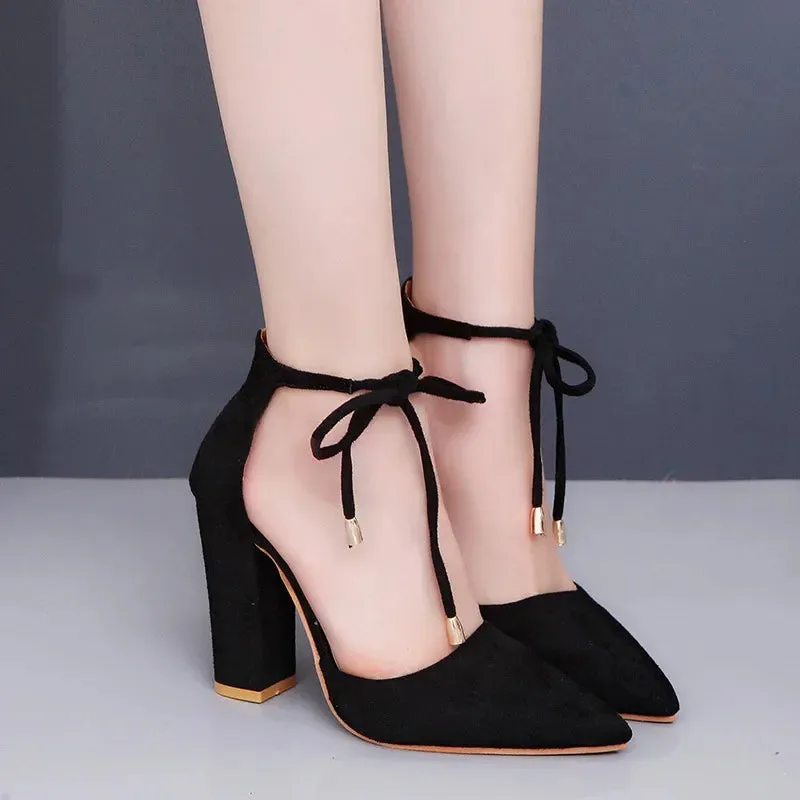 Pointed Toe Ankle Strap Pumps