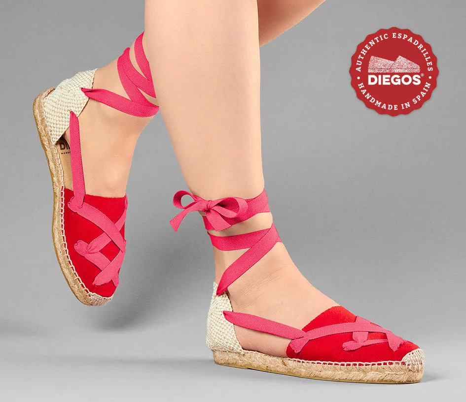 Red flat Lola classic laces espadrilles