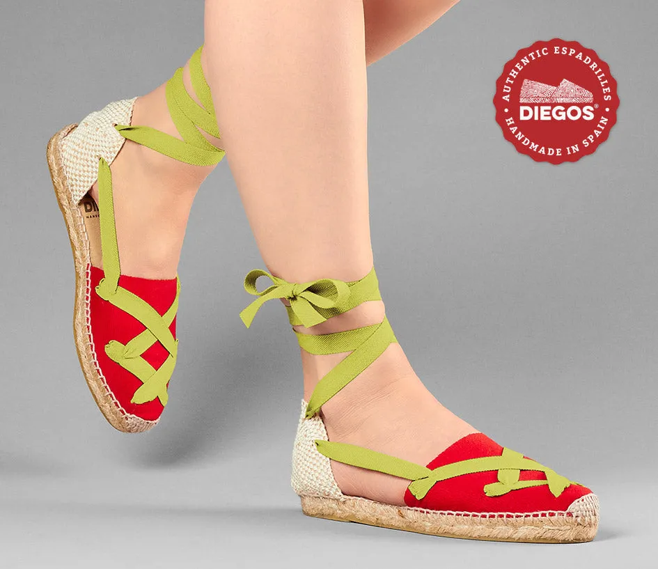 Red flat Lola classic laces espadrilles
