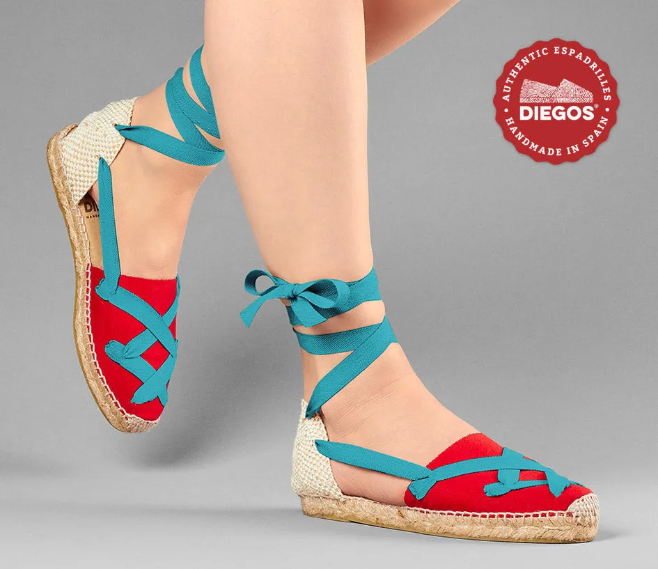 Red flat Lola classic laces espadrilles