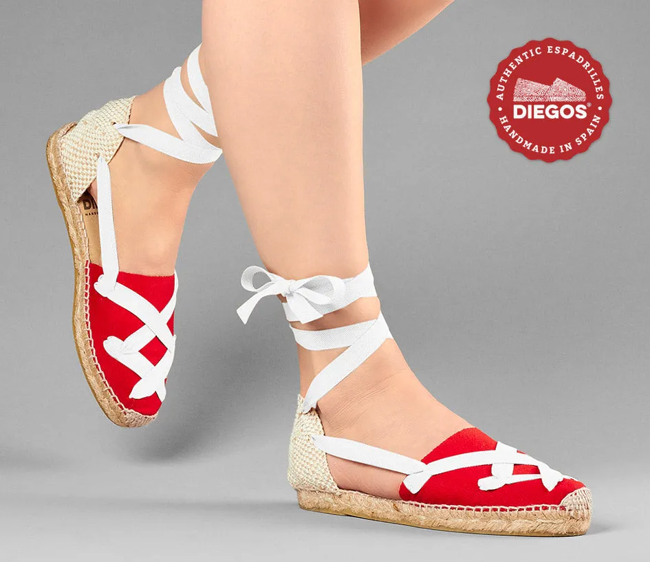 Red flat Lola classic laces espadrilles