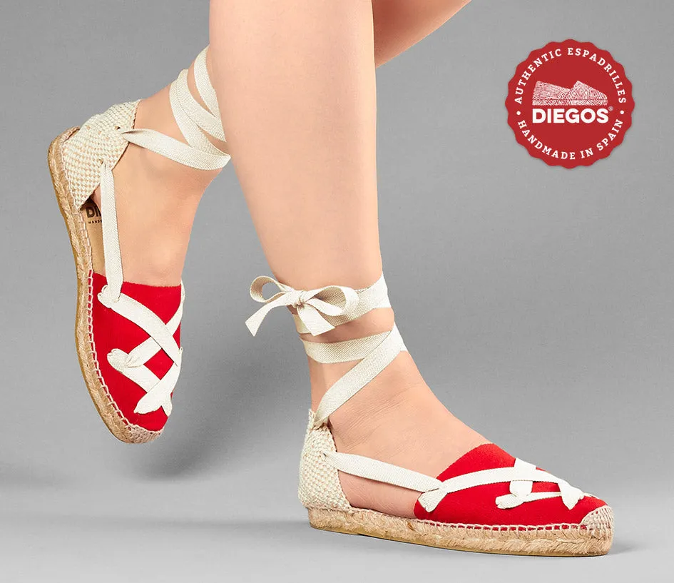 Red flat Lola classic laces espadrilles