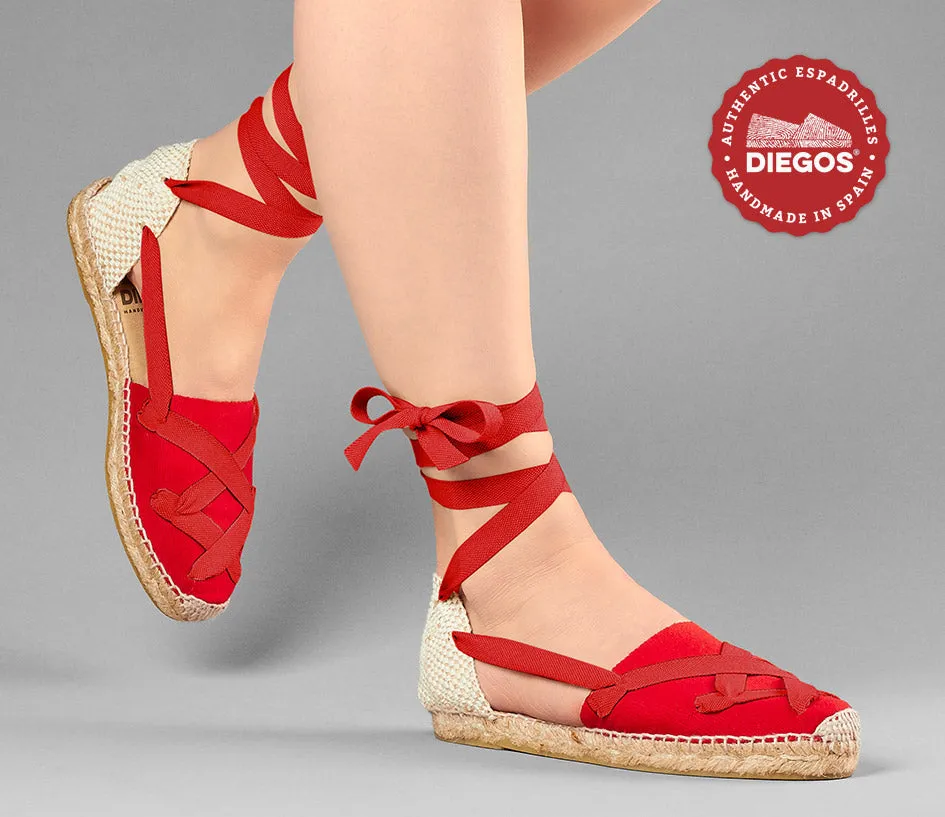 Red flat Lola classic laces espadrilles