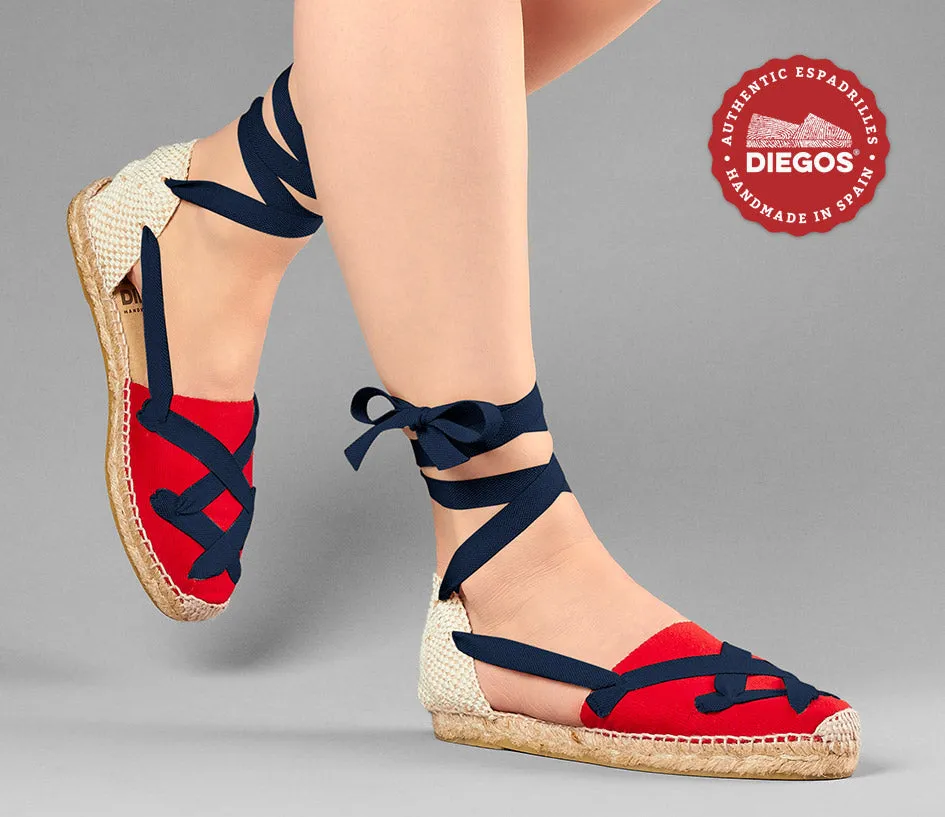 Red flat Lola classic laces espadrilles