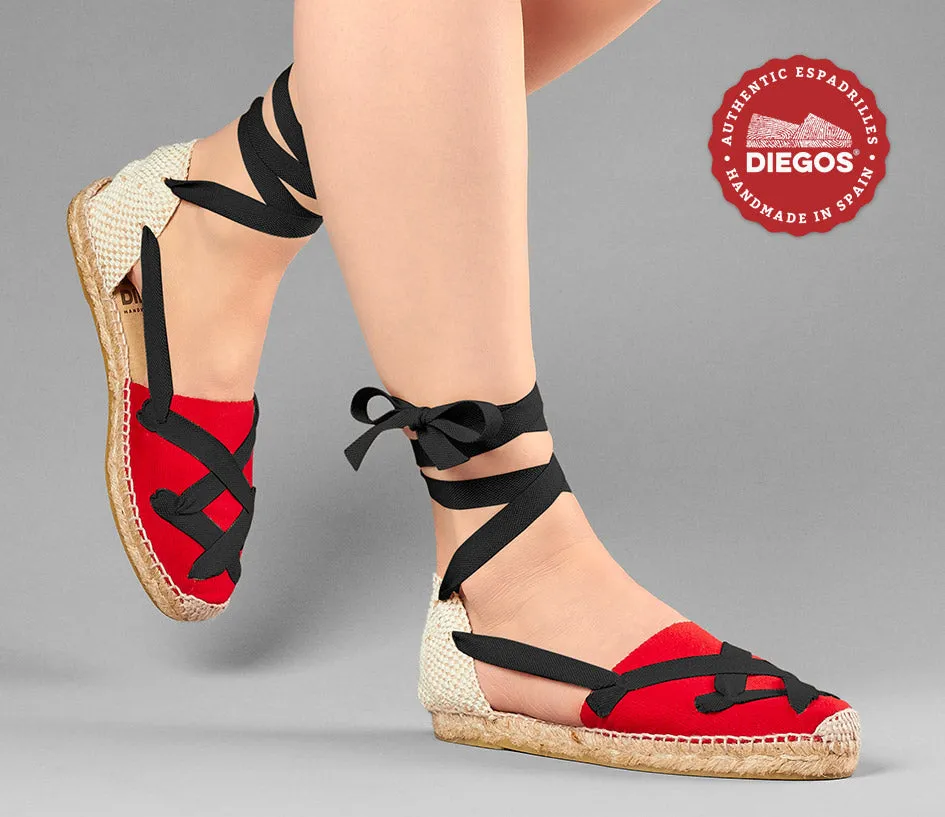 Red flat Lola classic laces espadrilles