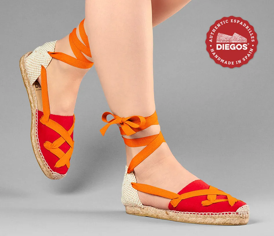 Red flat Lola classic laces espadrilles