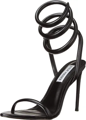 Steve Madden Bali Black Stiletto Heel Ankle Strap Pointed Open Toe Heeled Sandal