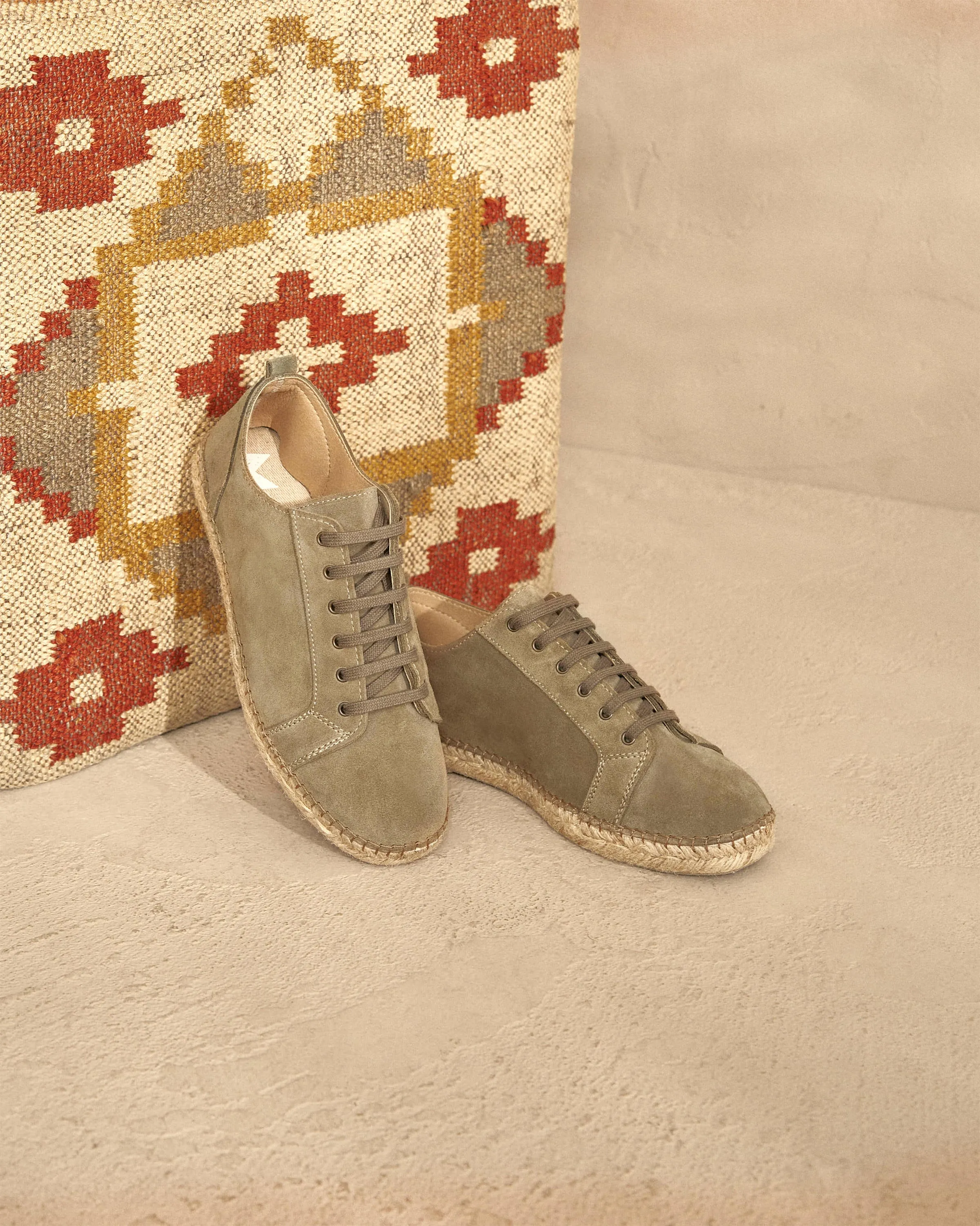 Suede Lace-Up Espadrilles - R44SH - Hamptons Forest