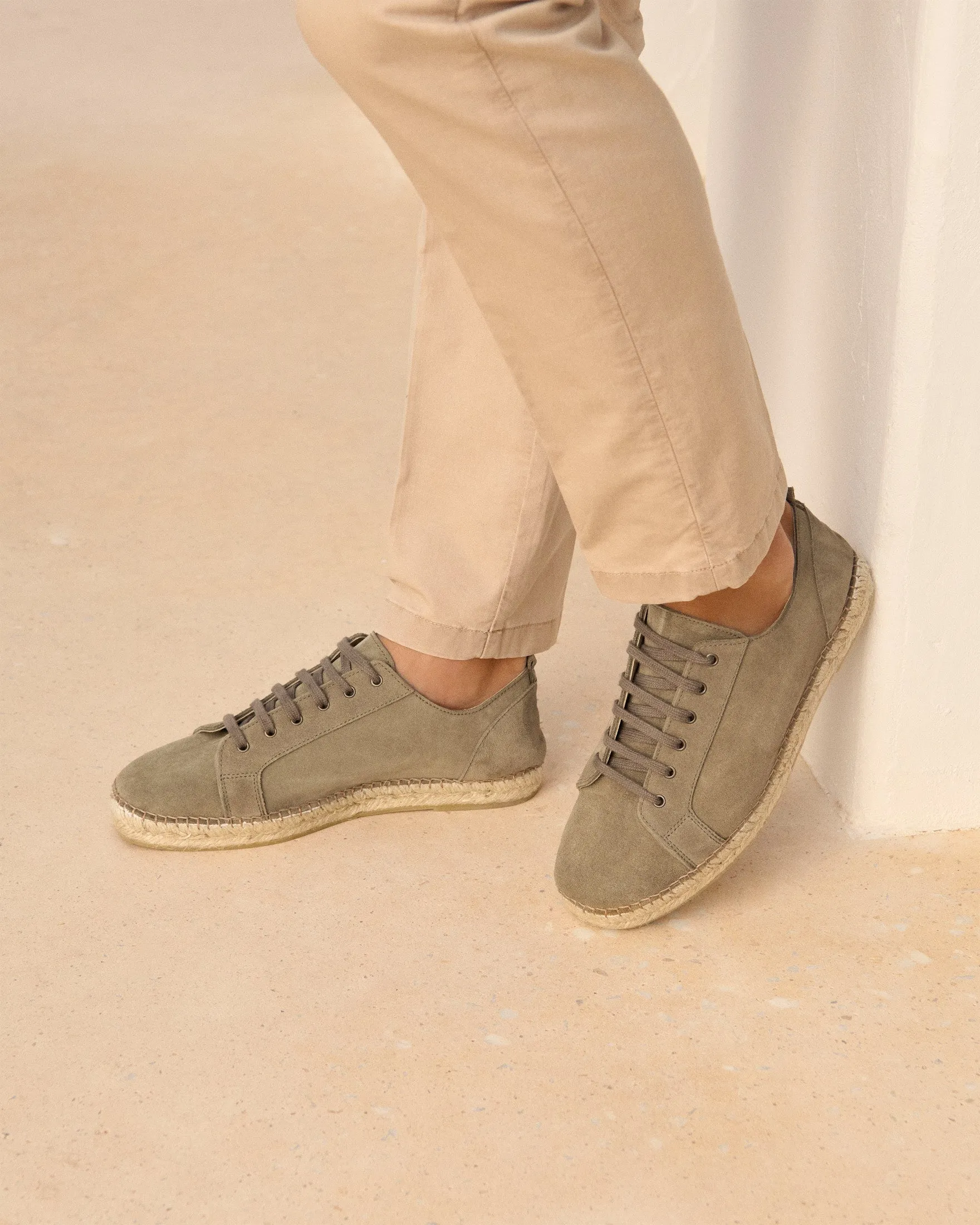 Suede Lace-Up Espadrilles - R44SH - Hamptons Forest