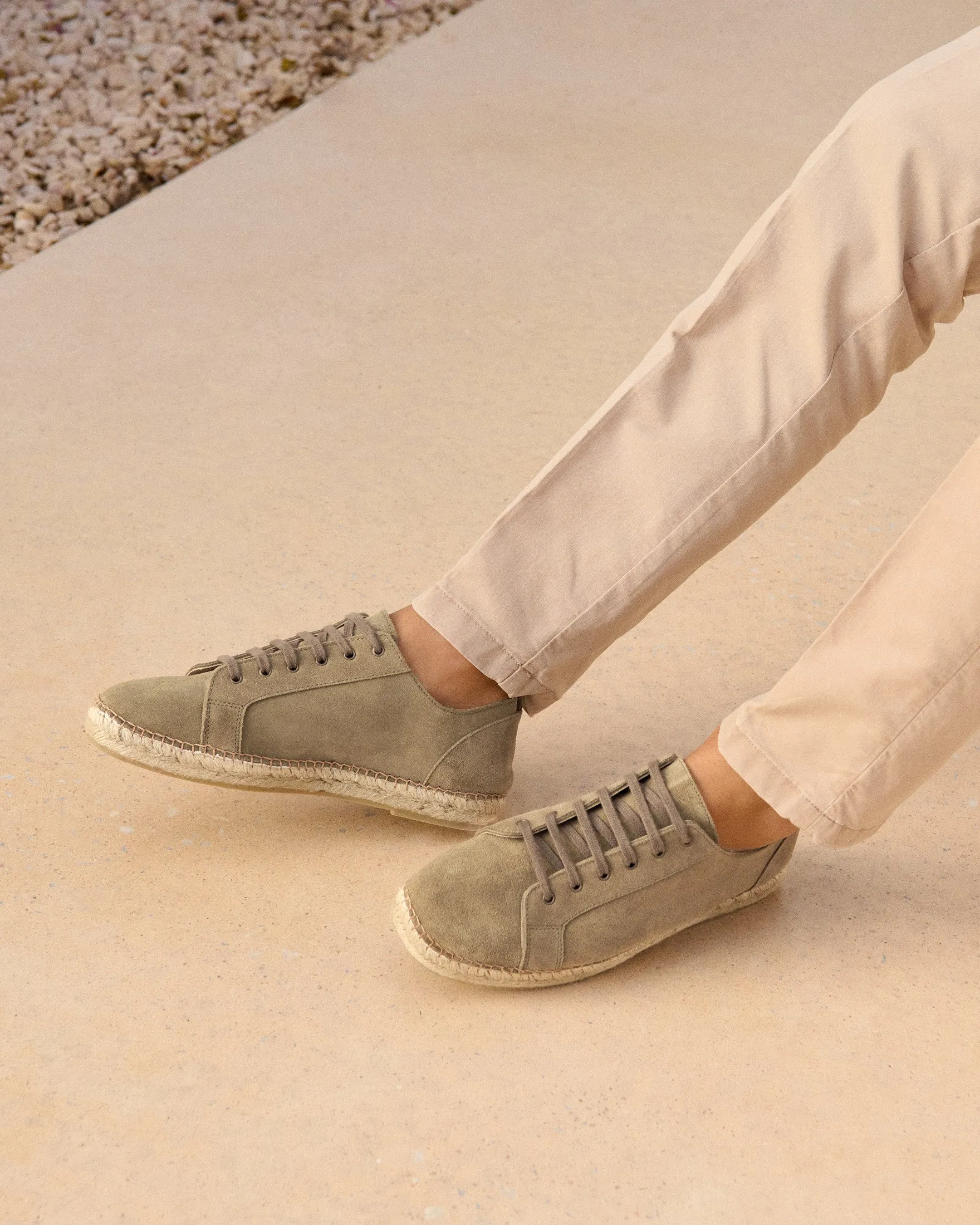 Suede Lace-Up Espadrilles - R44SH - Hamptons Forest