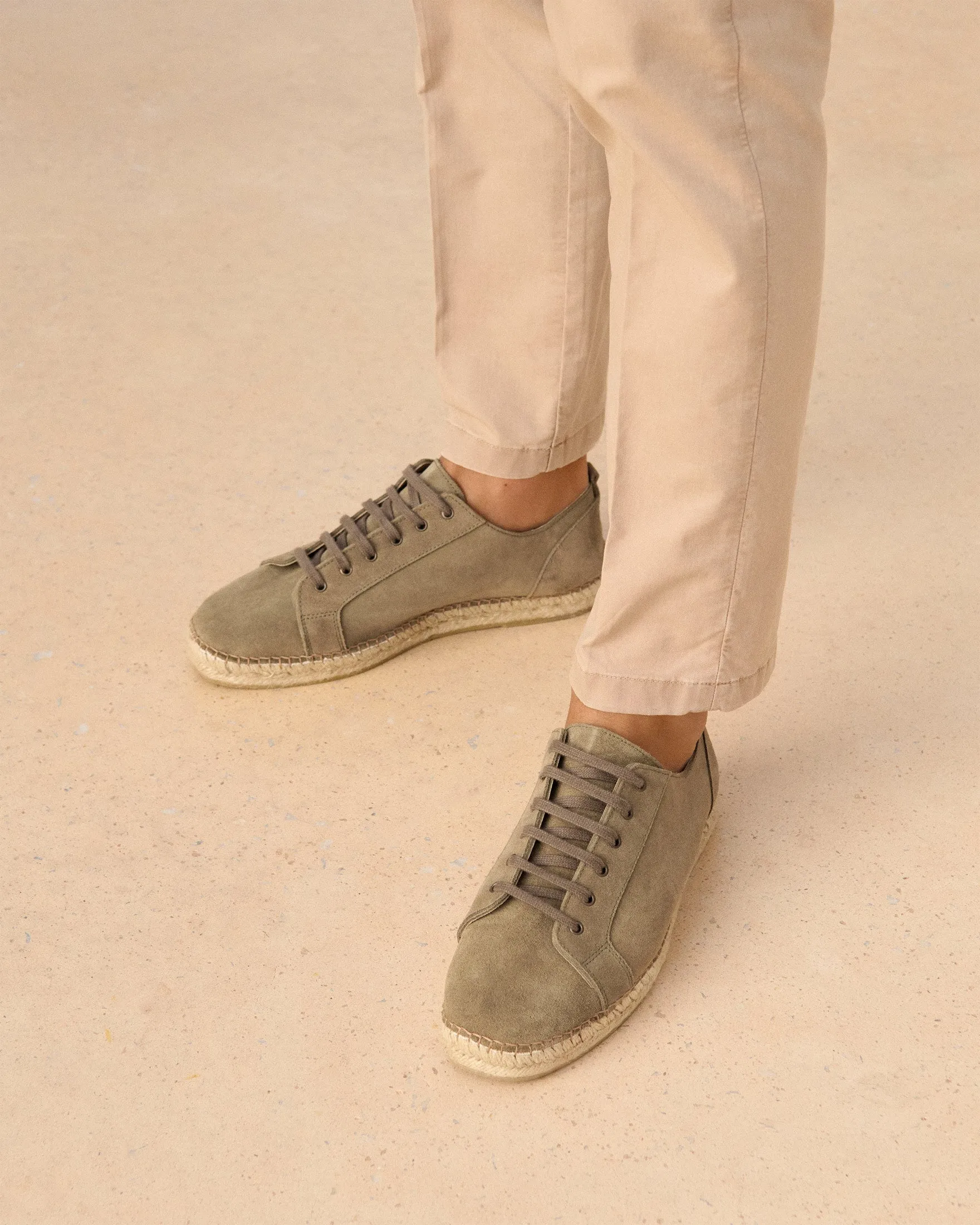 Suede Lace-Up Espadrilles - R44SH - Hamptons Forest
