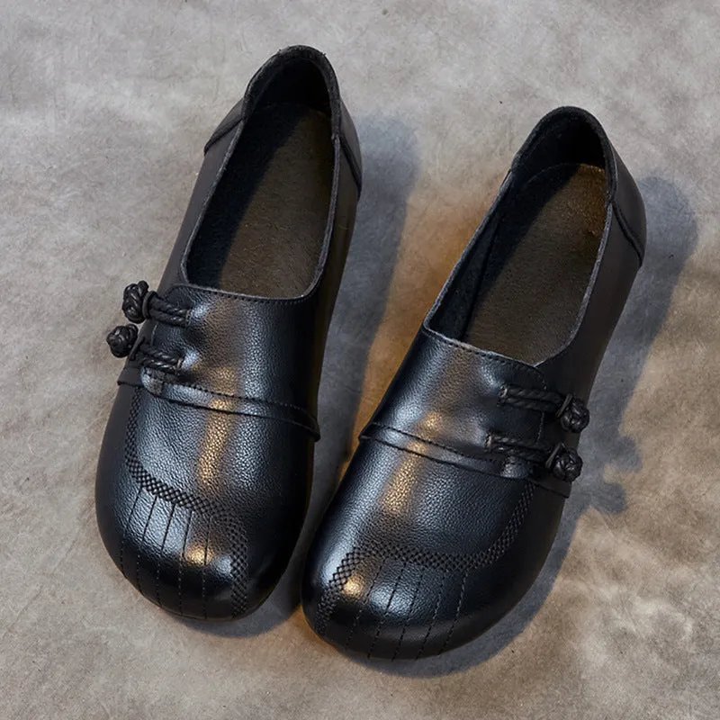 Women Comfortable Retro Slip Ons Black Casual Shoes
