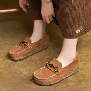 Women Comfortable Soft Thick Sole Suede Slip-Ons