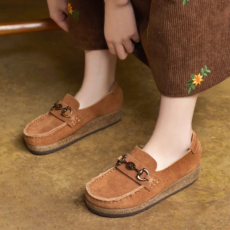 Women Comfortable Soft Thick Sole Suede Slip-Ons