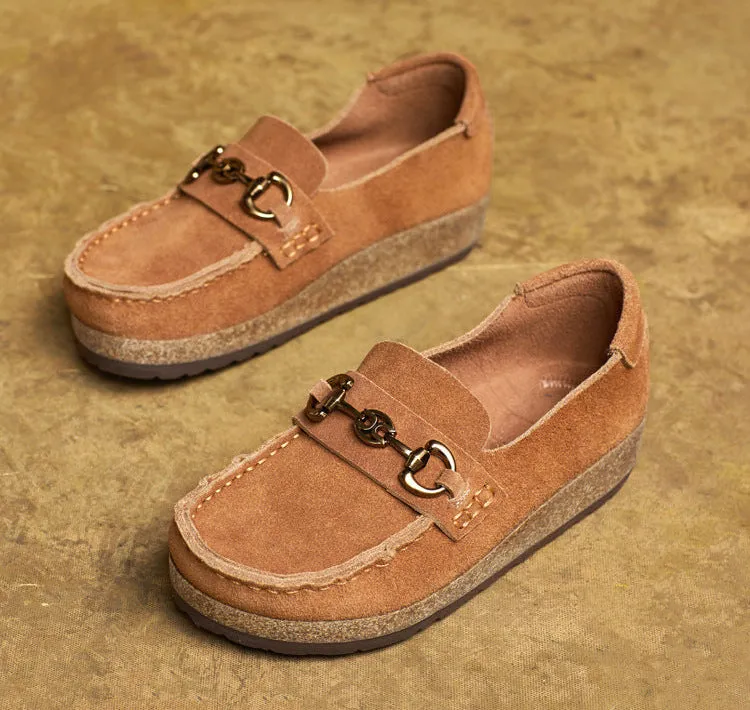 Women Comfortable Soft Thick Sole Suede Slip-Ons