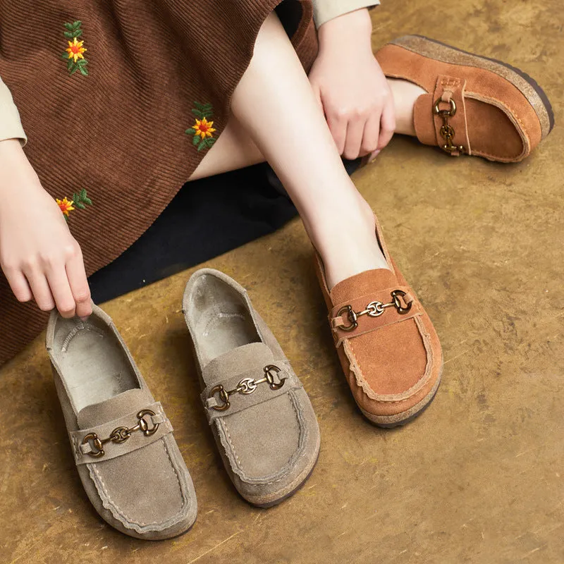 Women Comfortable Soft Thick Sole Suede Slip-Ons