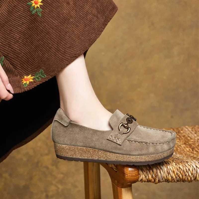 Women Comfortable Soft Thick Sole Suede Slip-Ons