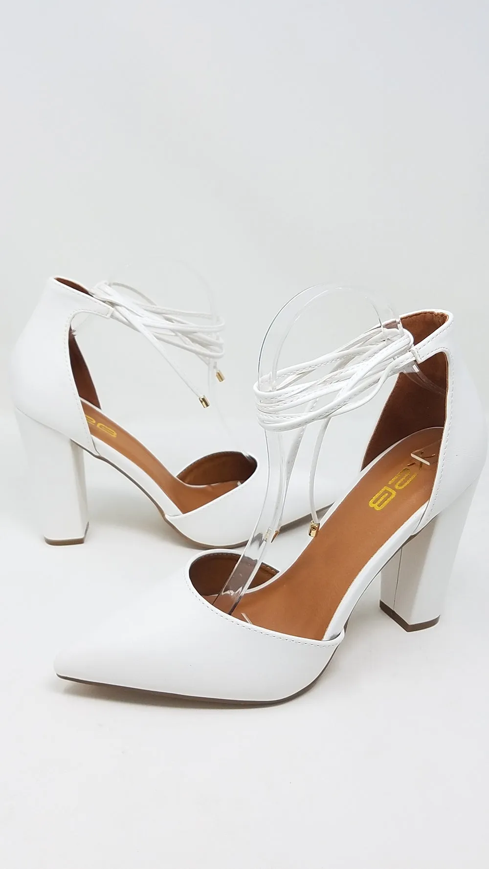 X2B Leg Wrap Lace Up High Heel Pump Sandal, Women Dress Shoes